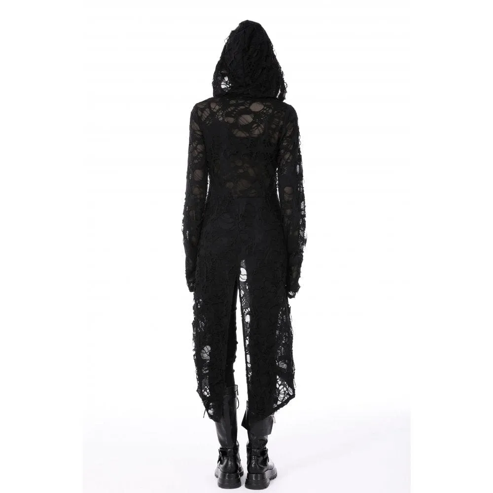 Women's Punk Split Ripped Coat with Hood