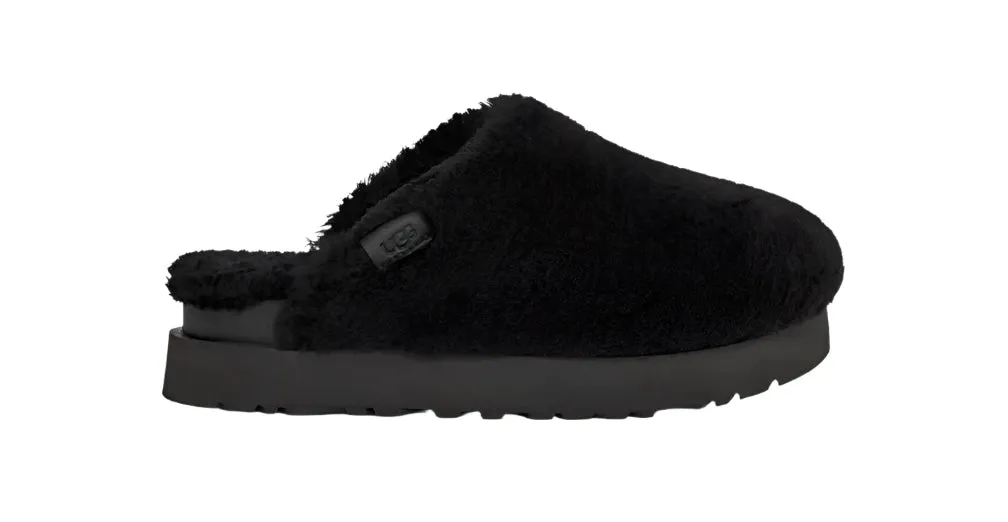 WOMENS UGG FUZZ SUGAR SLIDE BLACK SLIPPER | BLACK