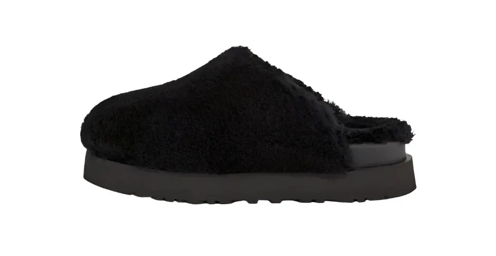 WOMENS UGG FUZZ SUGAR SLIDE BLACK SLIPPER | BLACK