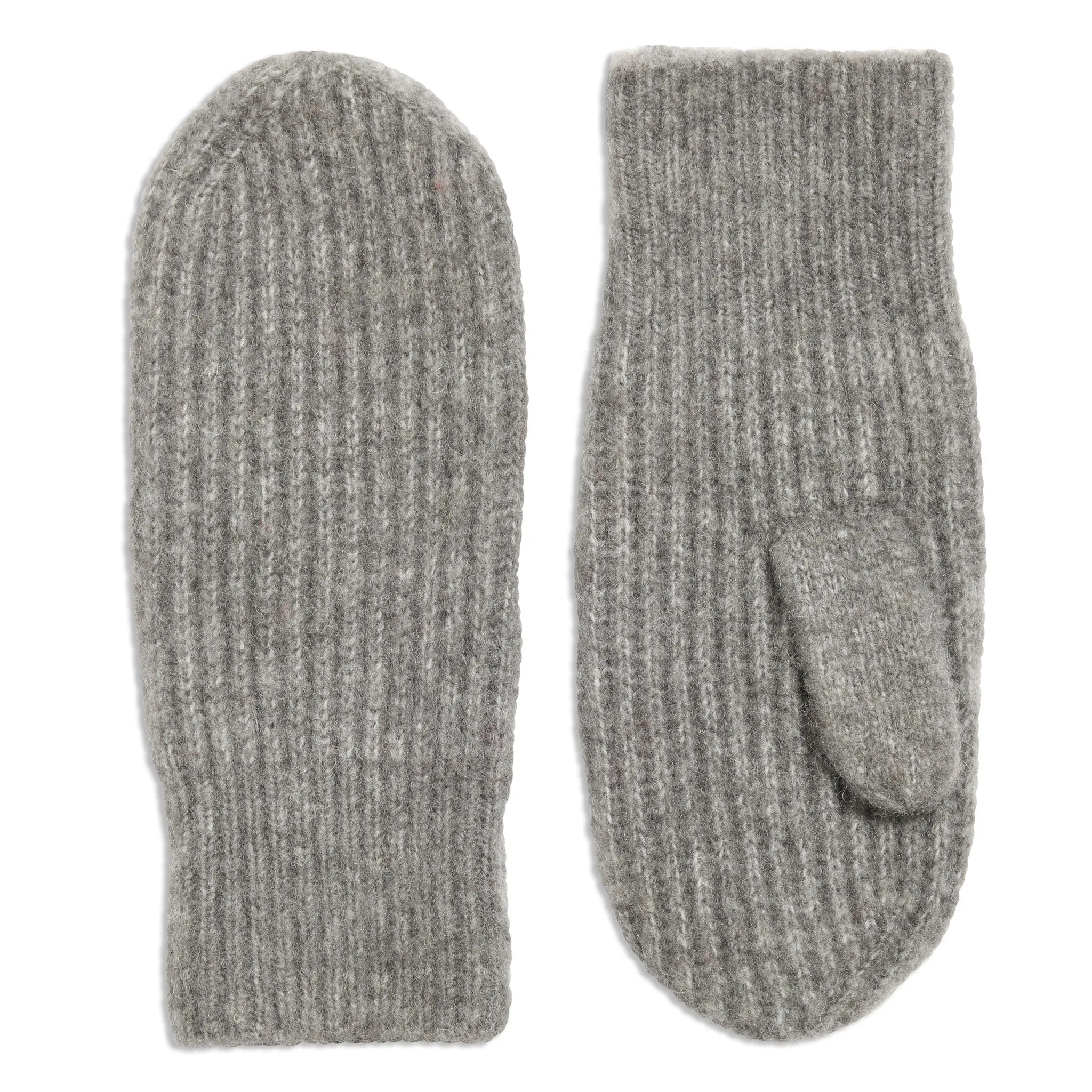 Wool Blend Grey Knitted Mittens