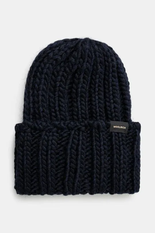 Woolrich wool beanie Chunky Beanie navy blue color thick knit CFWWAC0196FRUF0766