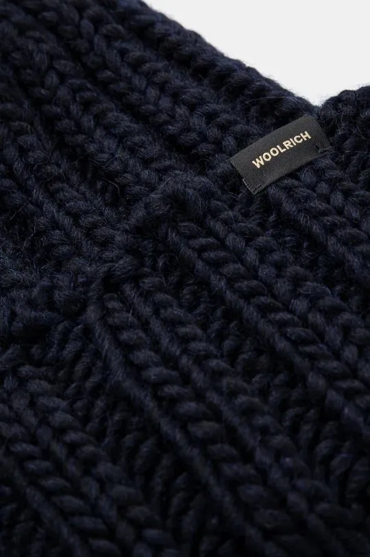 Woolrich wool beanie Chunky Beanie navy blue color thick knit CFWWAC0196FRUF0766