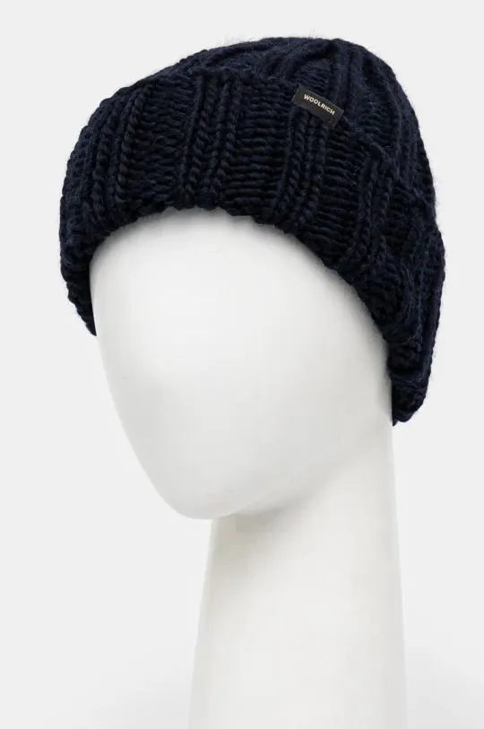 Woolrich wool beanie Chunky Beanie navy blue color thick knit CFWWAC0196FRUF0766