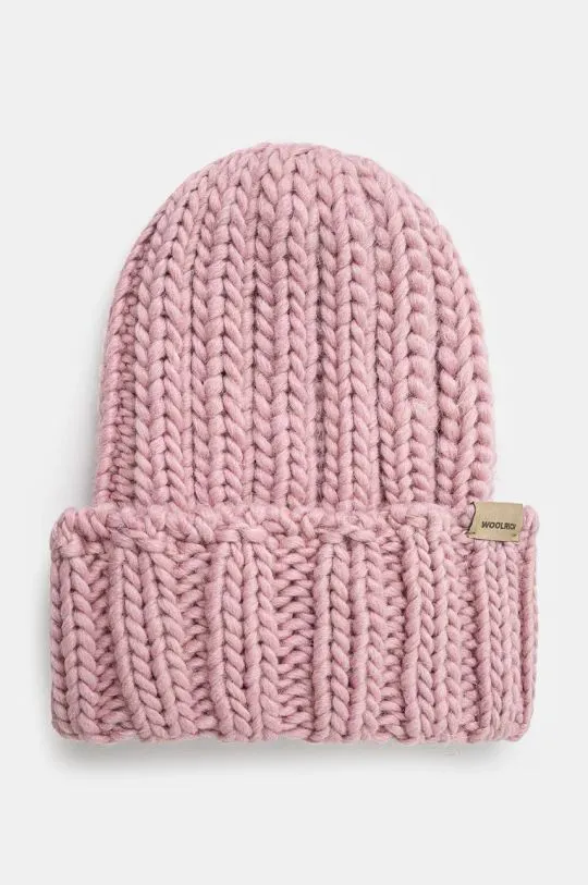 Woolrich wool beanie Chunky Beanie pink color thick knit CFWWAC0196FRUF0766