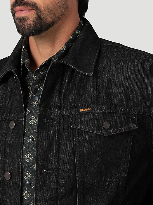 Wrangler® Cowboy Cut® Sherpa Lined Denim Jacket In Black Obelisk