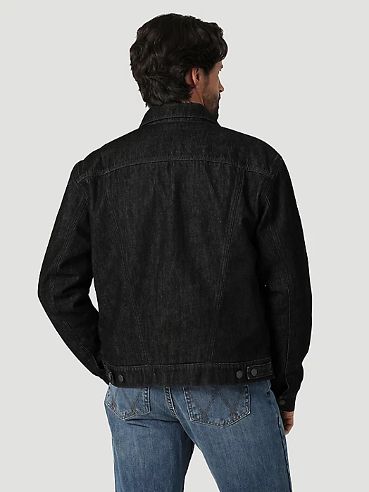 Wrangler® Cowboy Cut® Sherpa Lined Denim Jacket In Black Obelisk