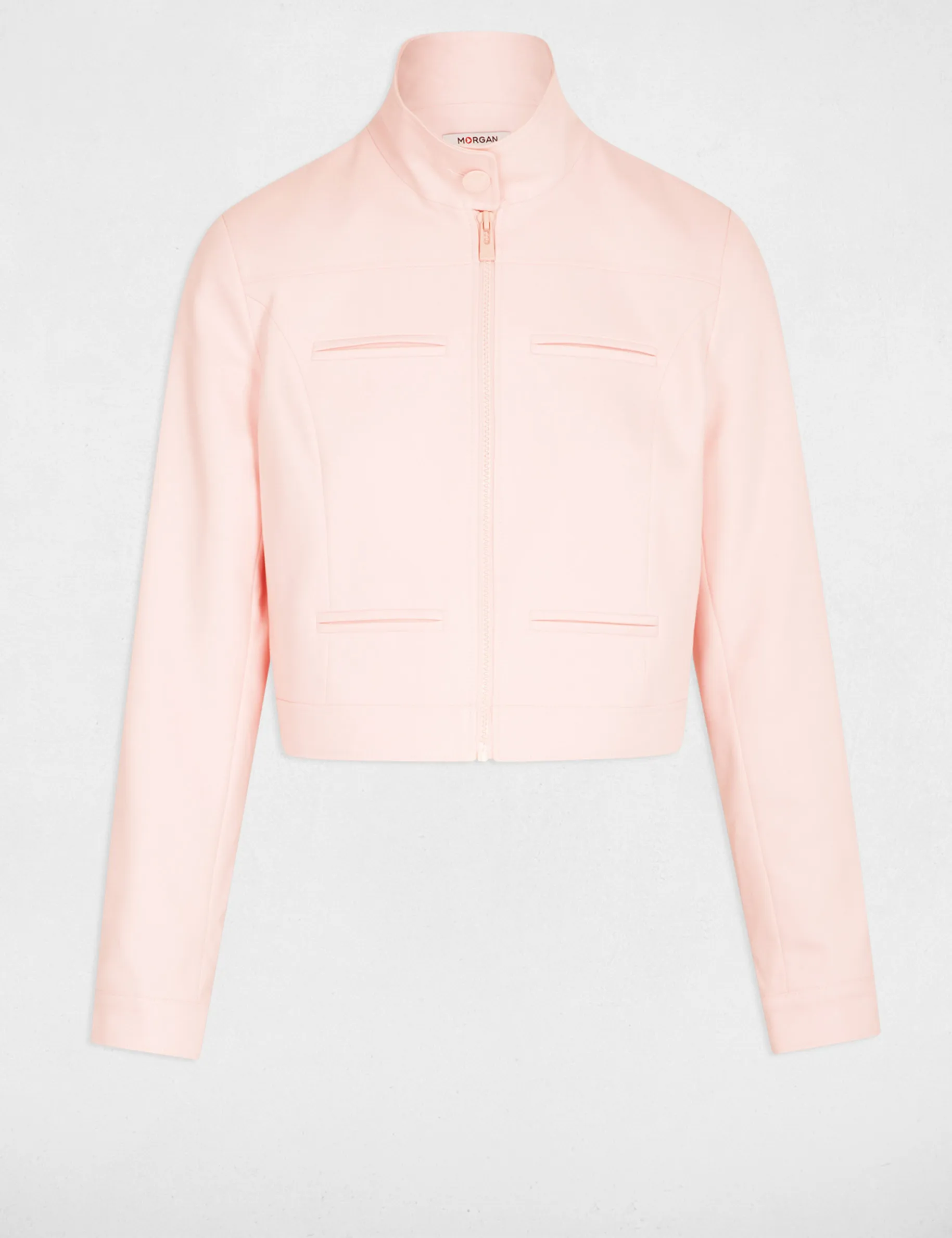 Zipped waisted jacket pale pink women